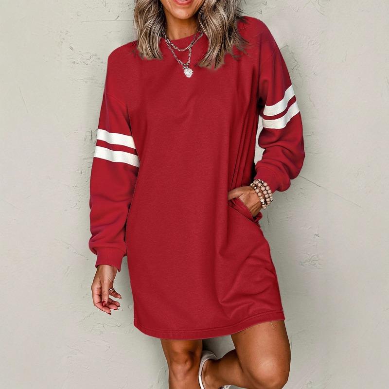 IHUASU Fashion Autumn Winter Long Sleeve O-Neck Casual Dresses