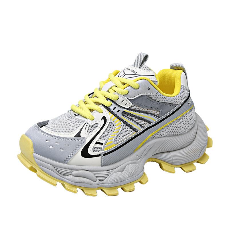 

2025 summer new thick-soled heightening women s versatile casual shoes fashionable breathable dad shoes single shoes trendy shoes ugly cute shoes 40 жёлтый