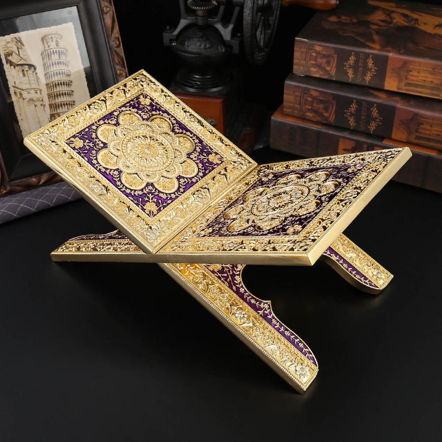 Nuevo soporte para estantería con impresión grabada estilo europeo, almacenamiento plegable, base de estilo étnico, soporte para libros, aspecto de estantería, estantería