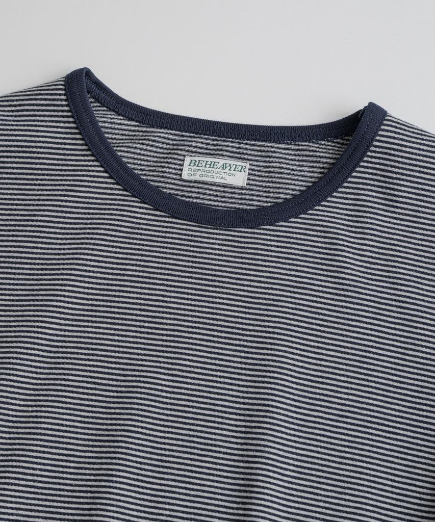 Bihebieo Crewneck Stripe L/S Shirts Grey/Navy