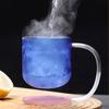 Clear Glass Cup with Base and Handle Floating Design Heat Resistant Ergonomic Coffee Mug Drinking Cup Household Use