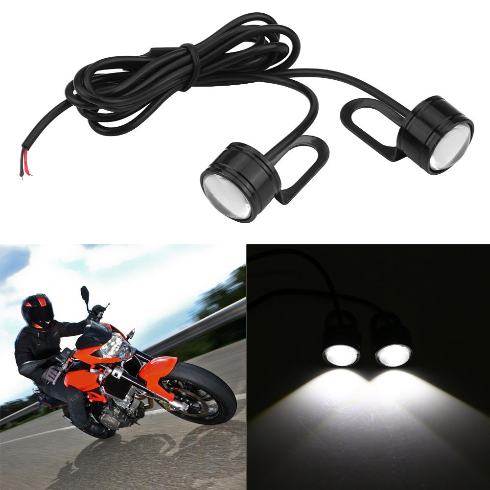 2pcs Universal LED Motorcycle Handlebar Rear Mirror Light DRL Driving Fog Lamp White