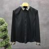 Men's Embroidered Stretch Shirt Men's Long Sleeve New Fashion Slim Fit Versatile Shirt