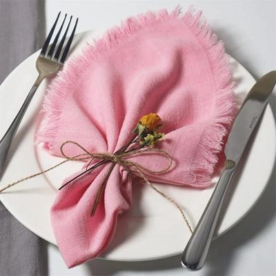Party Supply Table Decoration Linen Napkin Solid Color Reusable Cotton Napkin Vintage Soft Placemats Wedding
