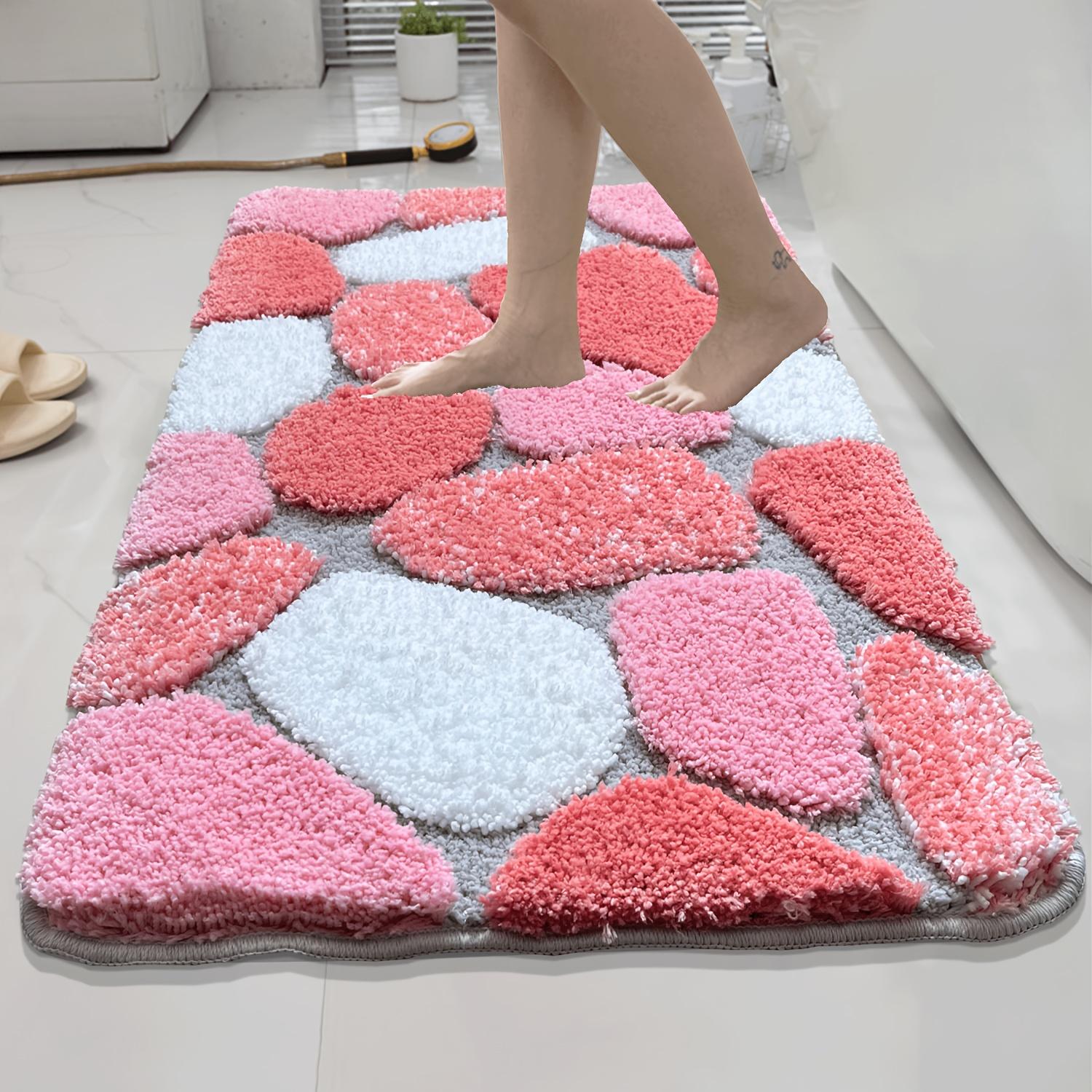 

[Мягкий коврик для ванной] Мягкий плюшевый коврик для ванной в форме гальки | Нескользящая основа, Смесь ультратонкого полиэстера, Разноцветные варианты для декора спальни и гостиной 40*60cm/16*24inch