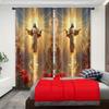 Christmas Religious Print Curtains Pole Bag Bedroom Living Room Decoration Home Curtain Polyester Ideal For Sitting