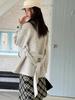 Women's Korean Retro Wool Tweed Plaid Mid-Length Skirt for Autumn/Winter