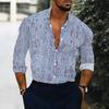 Men Collared Shirt Light Purple Wisteria Floral Print Long Sleeve Button Down Top