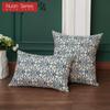 1PC Nuan Series Retro Chinese Classical Blue and White Porcelain Printed Cotton and Linen Pillowcase for Sofa Living Room Bedroom Home Decor