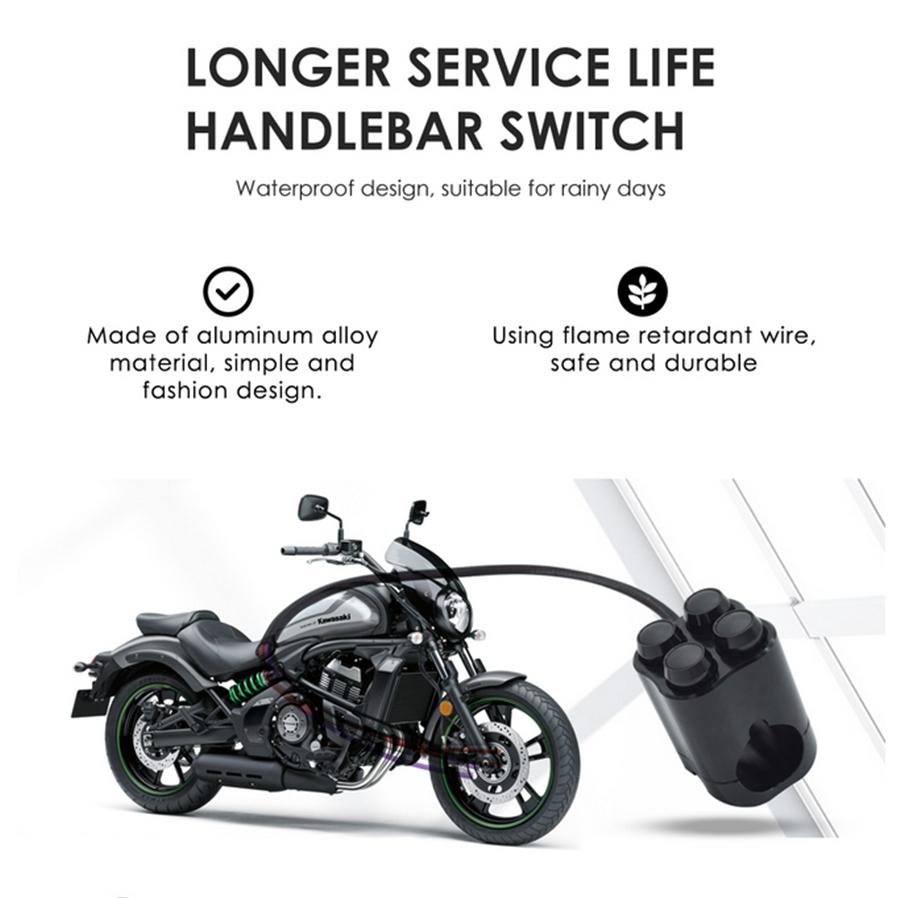 CNC 28mm Motorcycle Switch Handlebar 4 Optional Button Control W/ Wire Harness