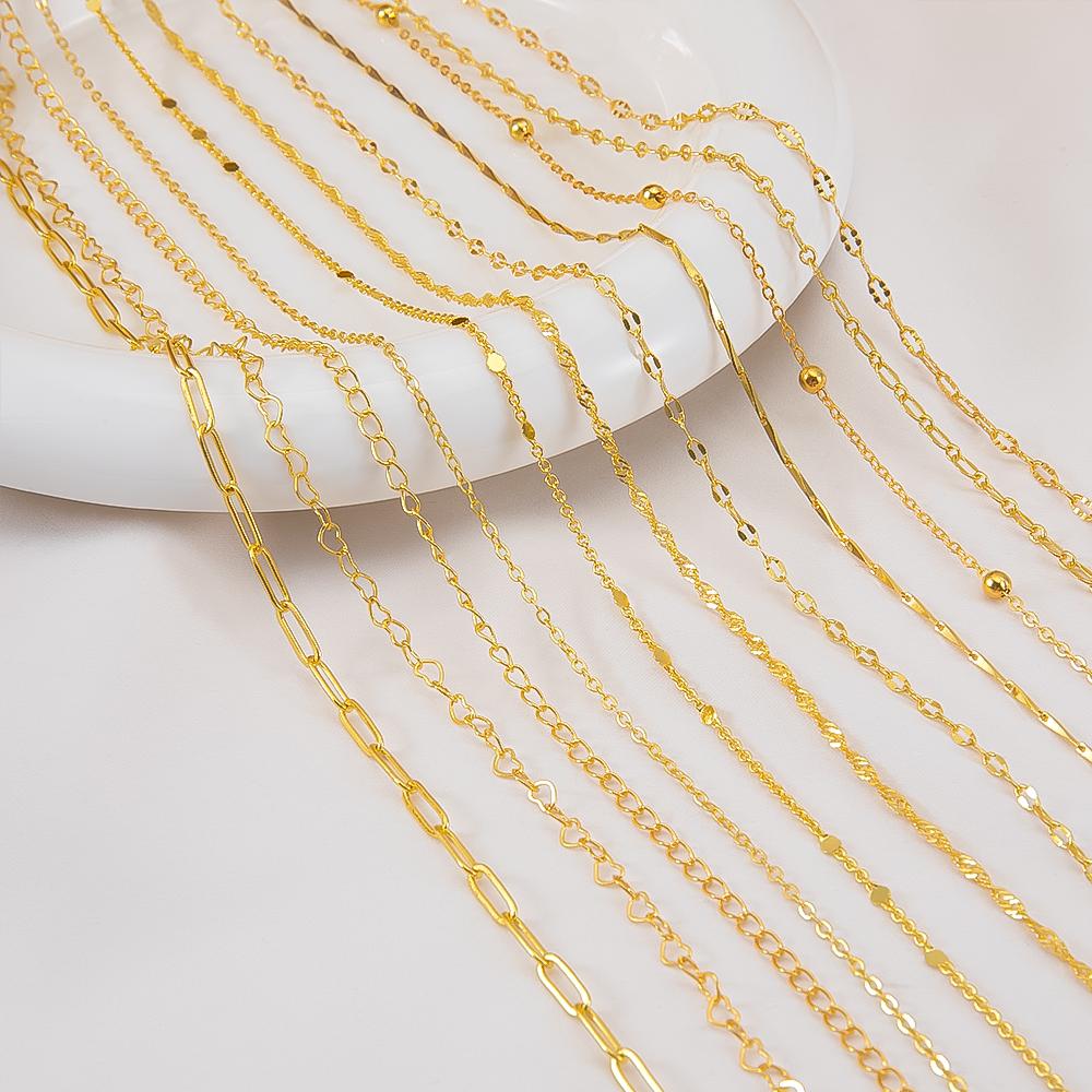 1Meter Copper Basic Chain Gold Plated Cable Curb Link Chains for Necklace Bracelet Handmade Jewelry Making DIY Supply Wholesale