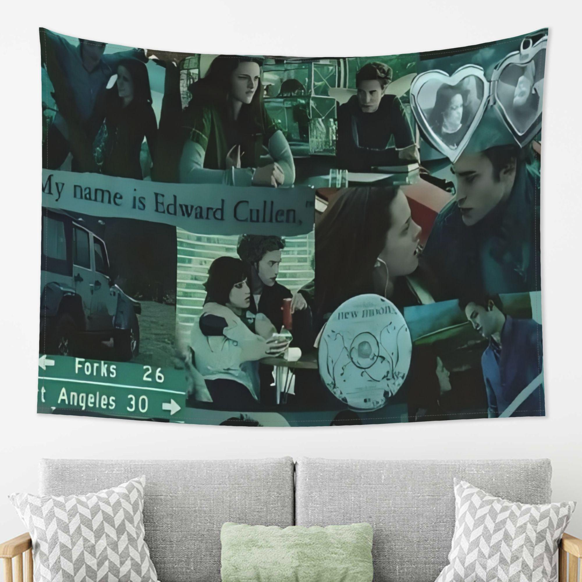 

Twilight Saga Tapestry Edward Cullen and Bella Collage for Bedroom and Living Room Decor Perfect Gift for Fans 74x94cm(29x37in)