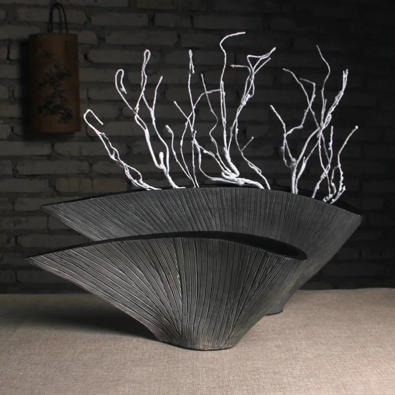 Creative Nordic style Resin vase modern abstract Fan-shaped vase Decoration crafts Home Decorations Dried flowers