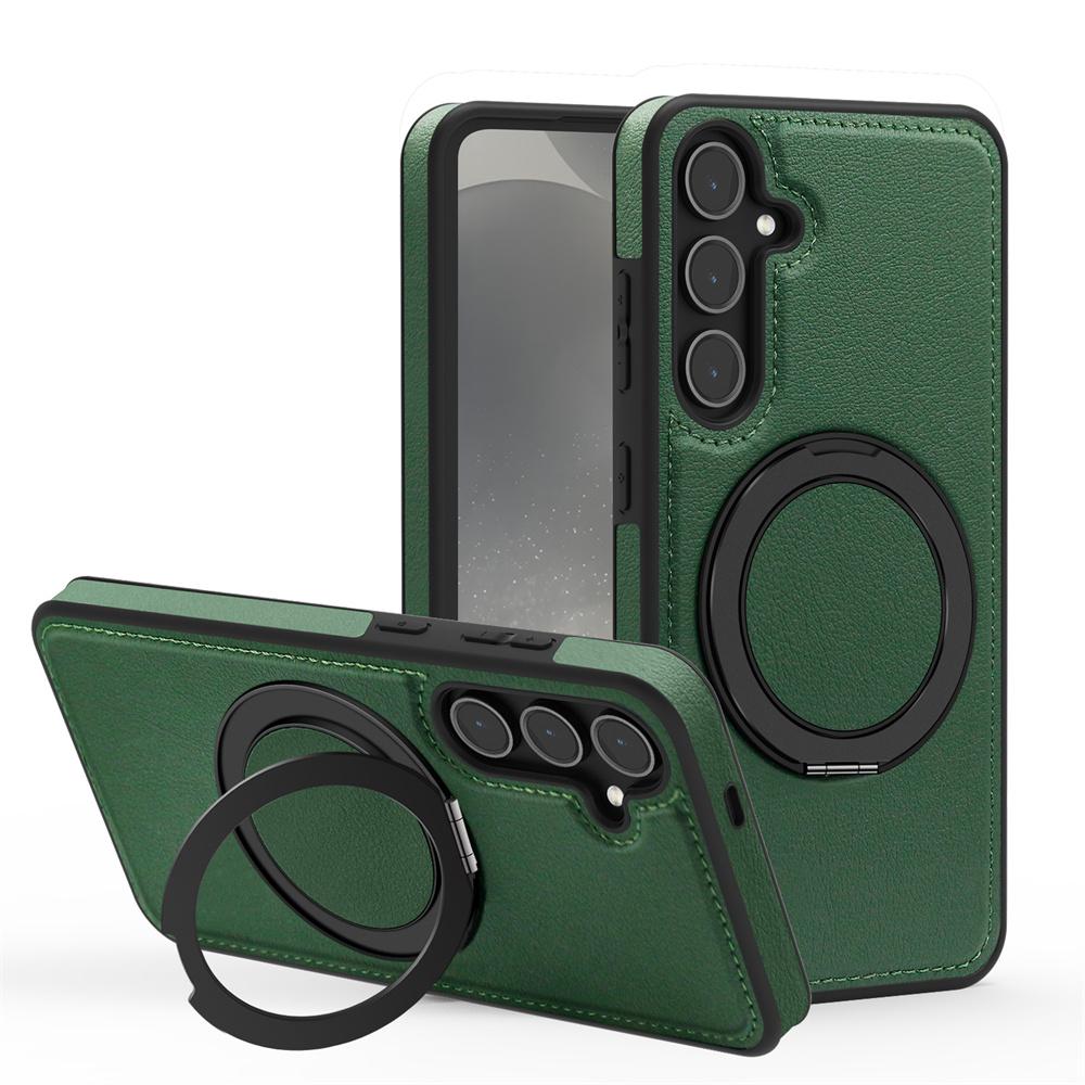 Luxury Rotating Stand Leather Magnetic Phone Case for Samsung S26 S25 Edge S24 Ultra FE S22 S23 Plus Business Protection Cover