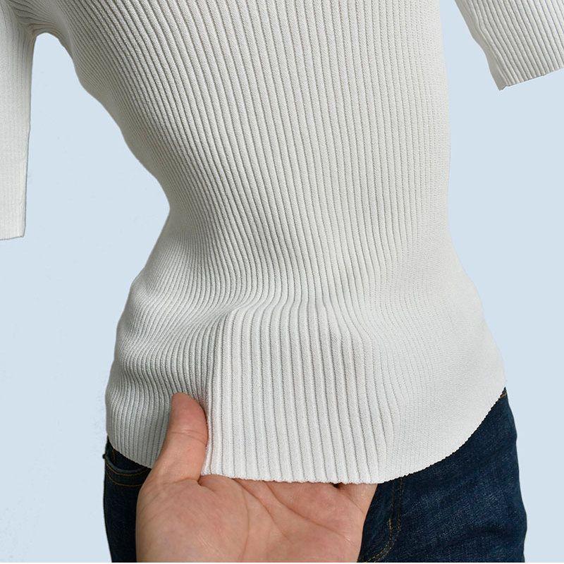 Half-high Collar Tulle Hollow Lace Knitted Short Sleeve Ice Shirt Silk T-shirt Women's Spring Summer Half Sleeve Western Style Base Top