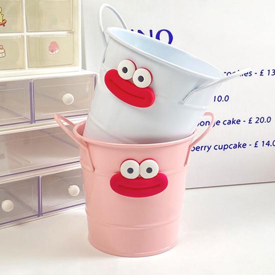 Metal Bucket Pencil Holder Funny Desk Organizer for Office Home Large Capacity Stationery Storage Boxes for Pens Markers Rulers