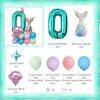 Mermaid Shell Themed Balloon Set with Numbers 1-9th Blue Purple Pink Latex Foil Balloons for Girl Princess Birthday Party Decor