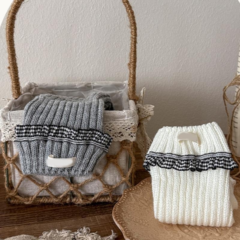 Elastic Sweet Style Leg Sleeves Warm Calf Length Socks For Girls Ruffled Design Fashionable Winter Accessories