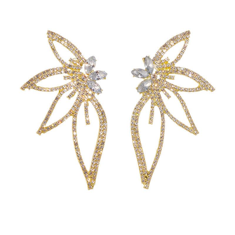 Wind Claw Chain Alloy Butterfly Diamond Flower Earrings Women'S Creative Retro Temperament Earrings Bow