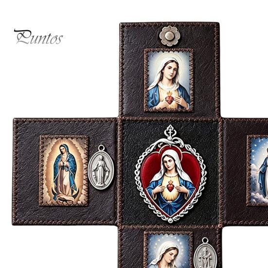 Altare Tascabile per la Preghiera Altare Cattolico Portatile, Santuario Fatto a Mano, Santuario Spirituale in Finta Pelle Pieghevole Dono Religioso Devozionale Cristiano