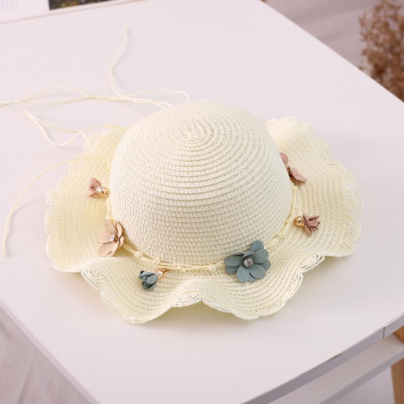 Summer Children'S Sun Hat Straw Hat Girls Large Brim Sun Hat Parent-Child Beach Hat Female Hat