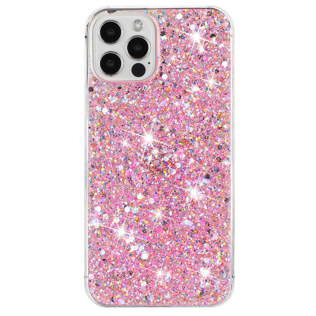 For iPhone 16 Pro Case TPU Drop Protection Epoxy Glittery Sequins Phone Cover