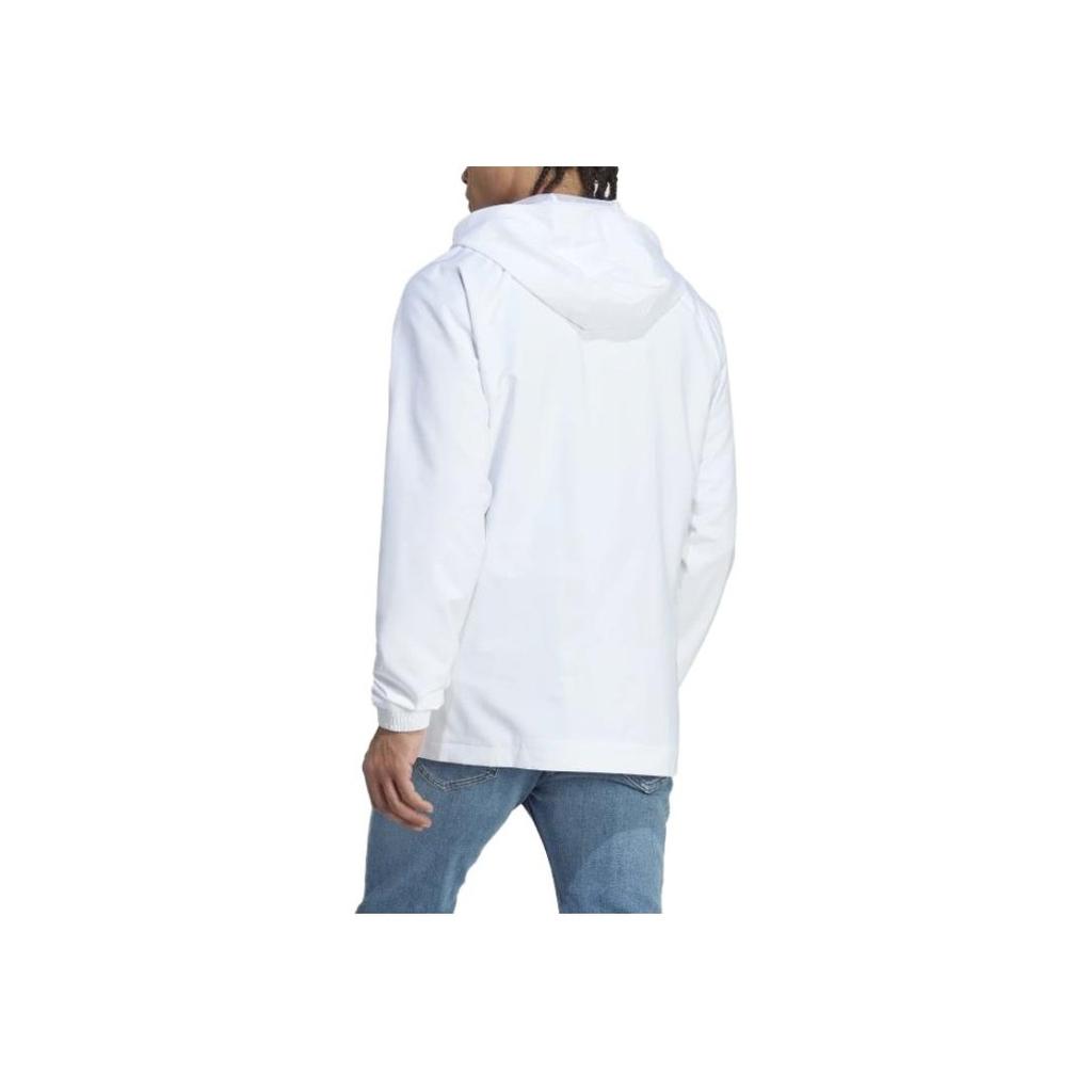 Adidas Logo Print Zip-Up Hoodie Men Jackets White HT6459