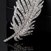 Brooch Feather Shape Rhinestone Decor Clothes Decoration Anti-Rust Anti-Oxidation Formal Occasion Lady Business Gift