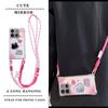 KEYSION Crossbody Strap Phone Case for TECNO Spark Go 2023 Pop 7 Pro Cute Cartoon Long Lanyard Mirror Shockproof Cover for Infinix Smart 7