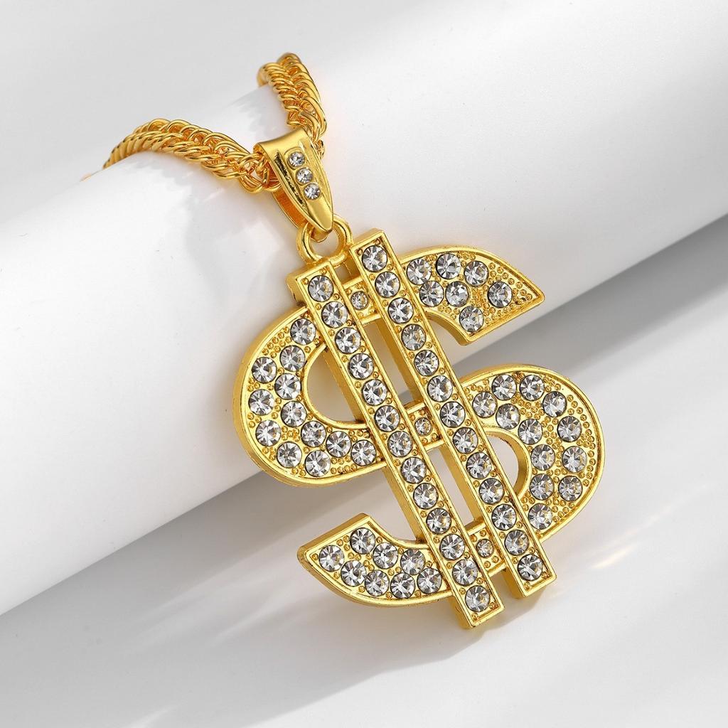 Exaggerated Large European and American Street Hip-hop Chain Dollar Sign Necklace Men's and Women's Pendant Jewelry
