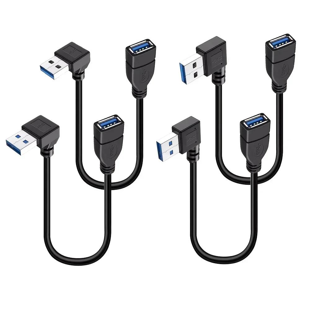 USB 3.0 Right Angle Extension Cable High-Speed Data & Fast Charging 90° Adapter for PC/Laptop/Phone, Multi-Port Tech Accessories