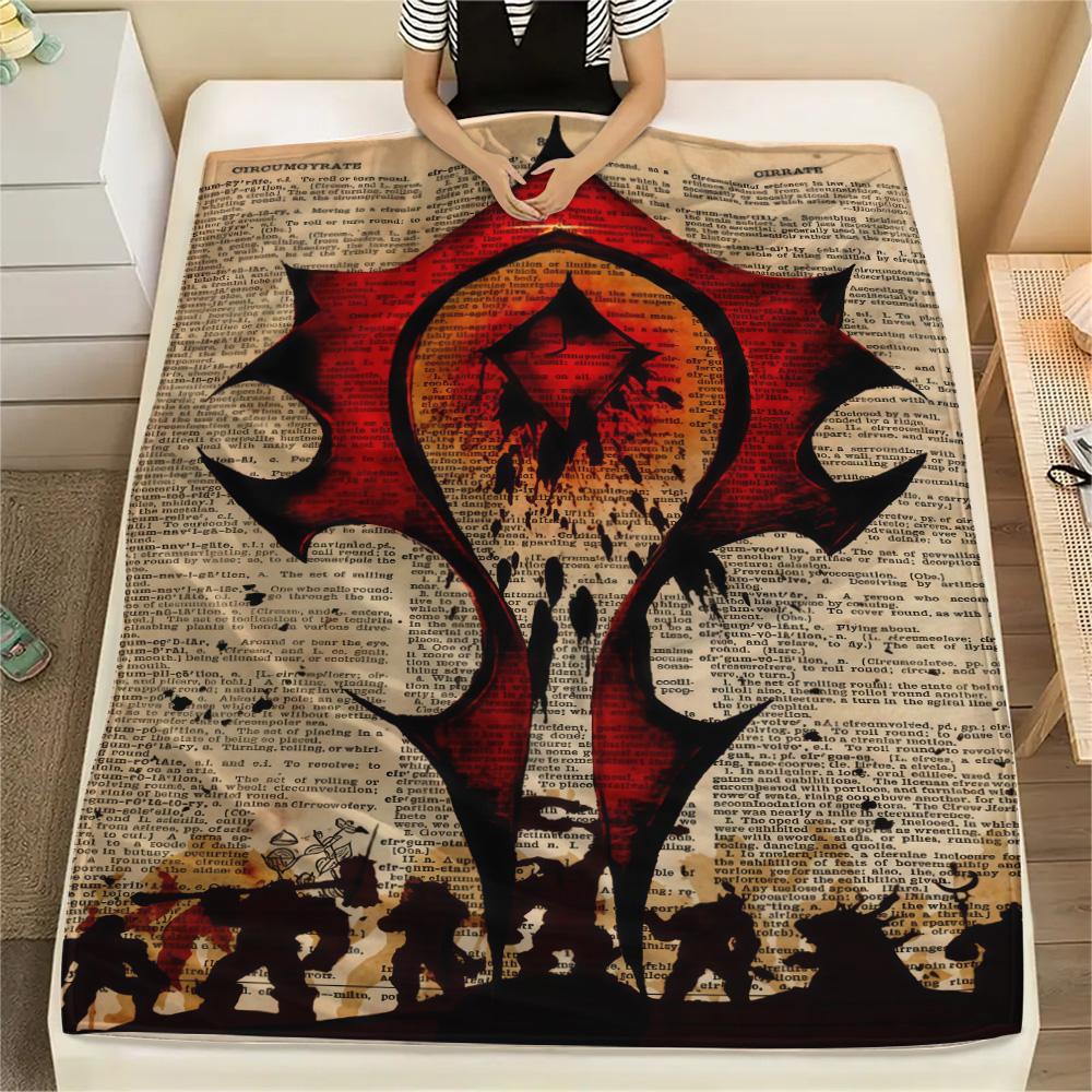 1pz Coperta in Flanella con Stampa Warcraft, Alta qualità Confortevole per Tutte le Stagioni, Decorazione per la Casa, Calore e Comfort, Perfetta per Regali di Natale