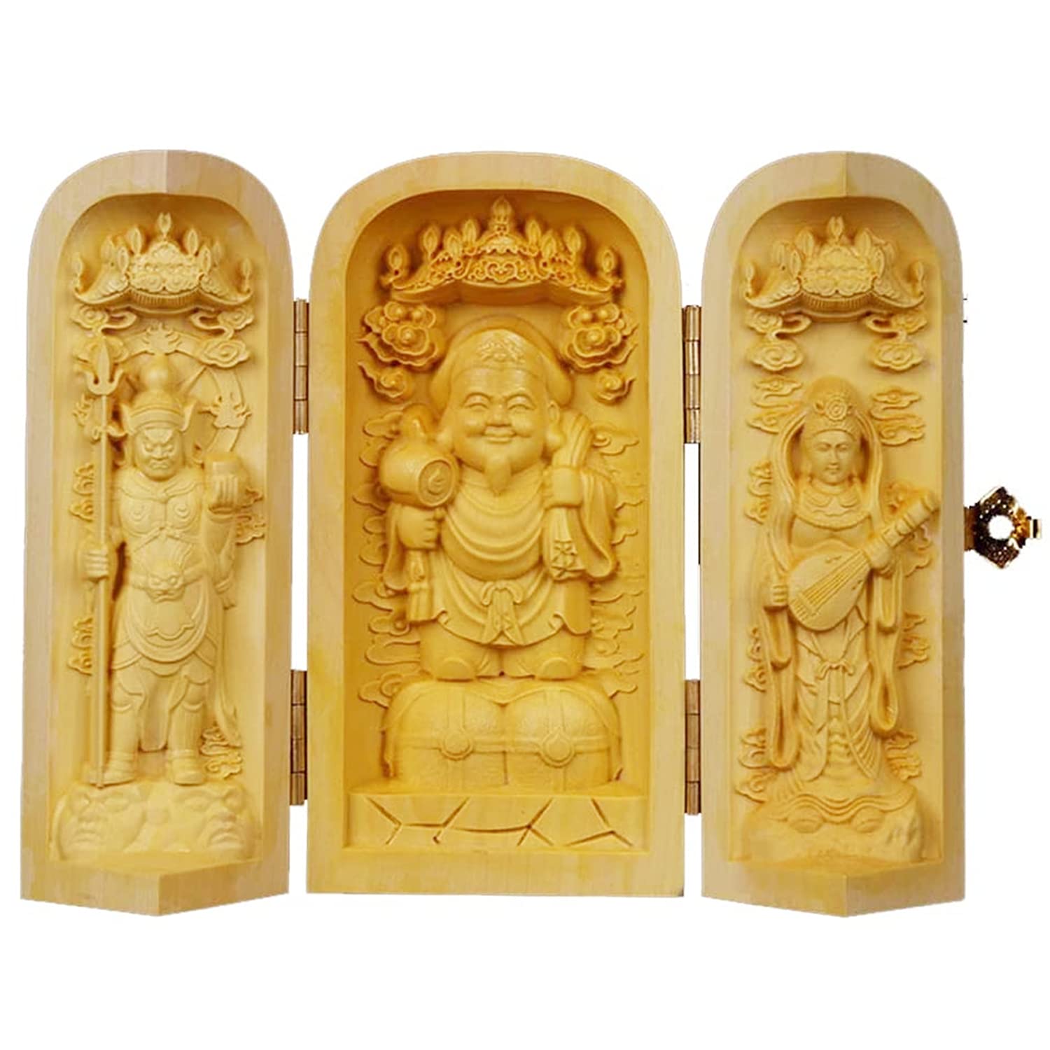 

Цвет лица Будда Санкай Статуя Будды Санкай для защиты от защиты от удачи хорошего фэн-шуй хранитель удачи дерево мешок для хранения в комплекте