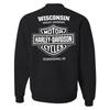 קפוצון גברים של Harley-Davidson עם שרוולים ארוכים, תערובת פוליאסטר וכותנה, שחור