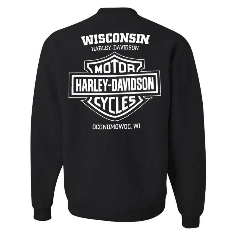 קפוצון גברים של Harley-Davidson עם שרוולים ארוכים, תערובת פוליאסטר וכותנה, שחור