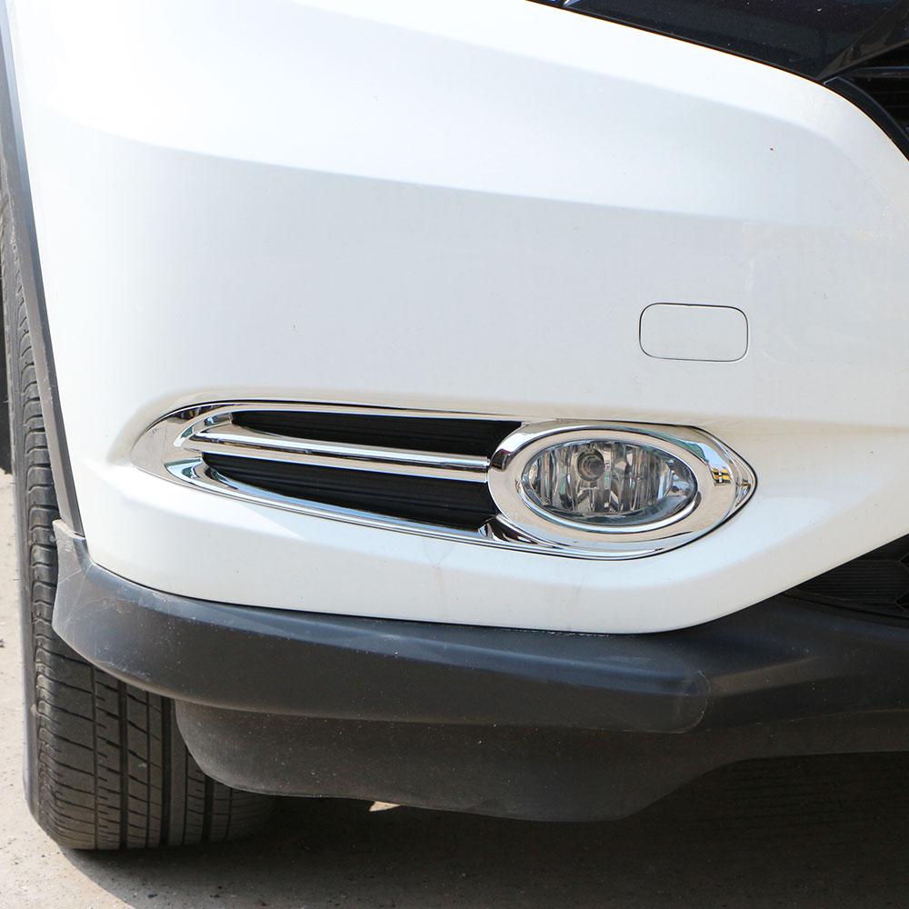 2pcs Car Front Fog Light Lamp Frame Cover Trim for Honda Vezel HRV HR-V ABS Chrome 2014 15 2016 2017 2018 ABS Chrome Acc