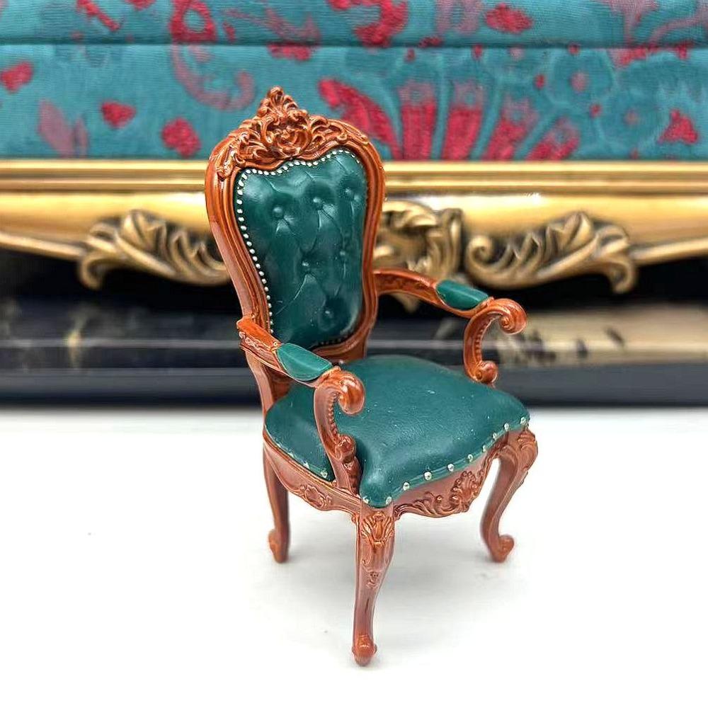 Vintage Style Dollhouse Chairs Mini Retro 1/12 Scale Miniatures Furniture Simulated Luxury Dining Chair Scene Model