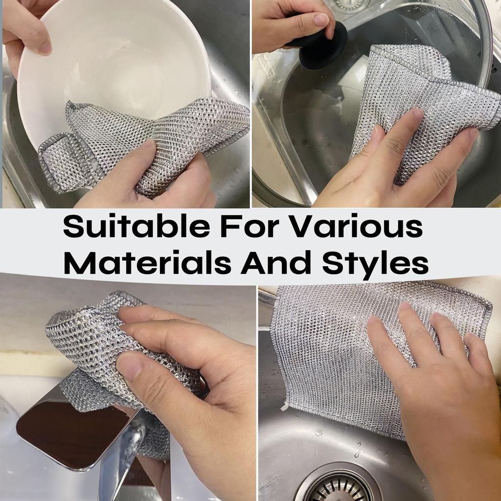 20/1 stücke Magisches Geschirrtuch Silberdraht-Reinigungstücher Küchengeschirr-Topfwaschtuch Doppelseitige verdickte Handtücher Stahldrahtlappen