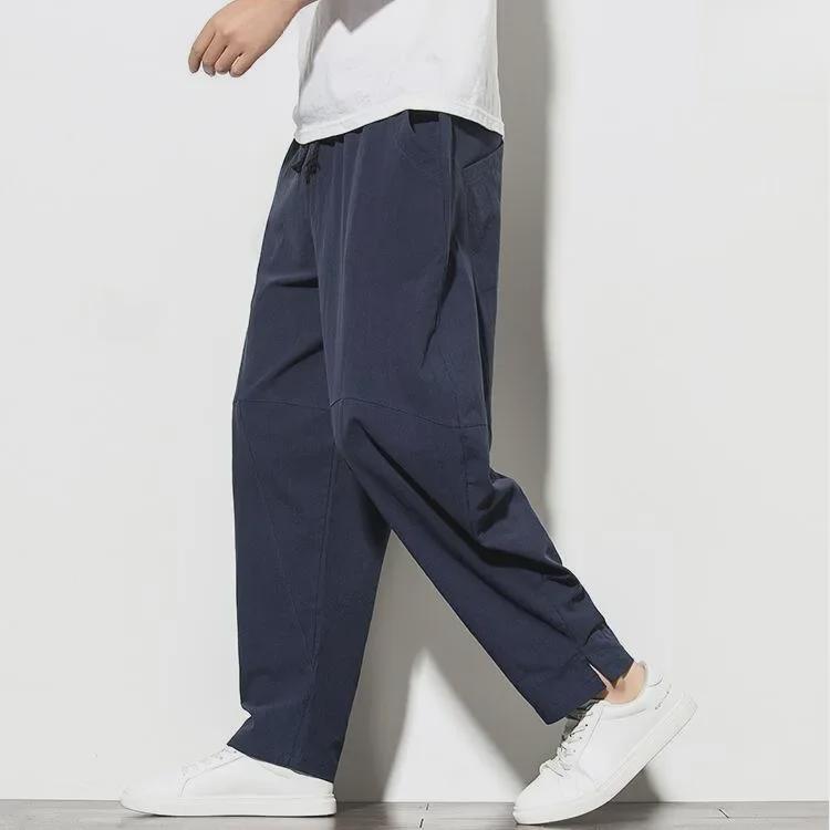 Men's Chinese Style Loose Linen Harem Pants: Casual Spring/Summer Wide-Leg Trousers