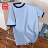 T-shirt da uomo a blocchi di colore a coste a maniche corte