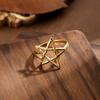 Thumb Ring Hollow Star Shape Adjustable Opening Design Finger Ring Titanium Steel Finger Band Versatile Jewelry Gift
