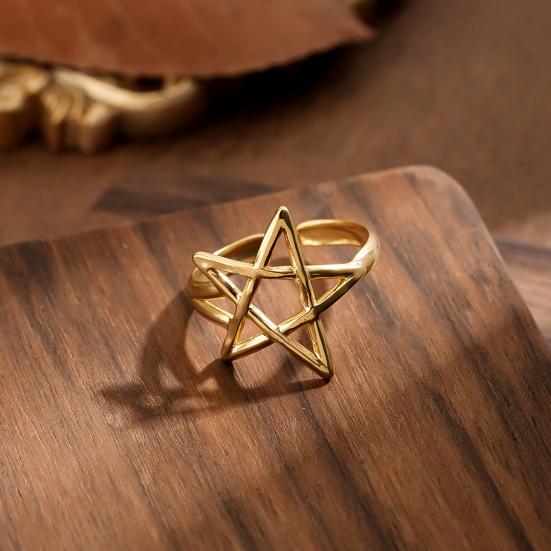 Thumb Ring Hollow Star Shape Adjustable Opening Design Finger Ring Titanium Steel Finger Band Versatile Jewelry Gift