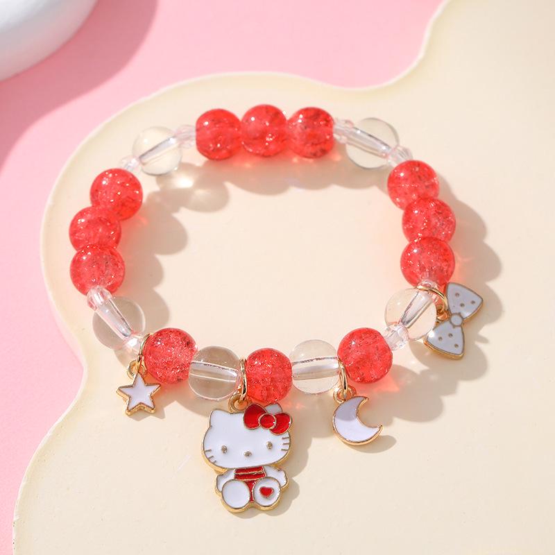 Sanrio Cinnamoroll Crystal Beaded Bracelet - Handmade Cartoon Gift for Female Students, Friends, and Couples.