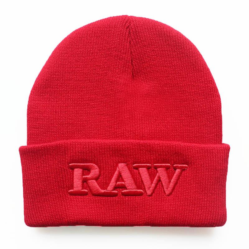 

New three-dimensional embroidered letters RAW Knitted hat, hip-hop beanie, warm hat for students, autumn and winter hat for both men and women Adjustable червоний