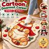 Soft Plush Cartoon Doormat Carpet Christmas Theme Pattern Cat Shaped Mat  Entryway