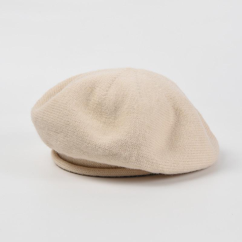 

Solid Color Knitted Beret Hat For Women Girl Warm Octagonal Berets Autumn Winter Streetwear Artist Painter Cap 56-58cm бежевый