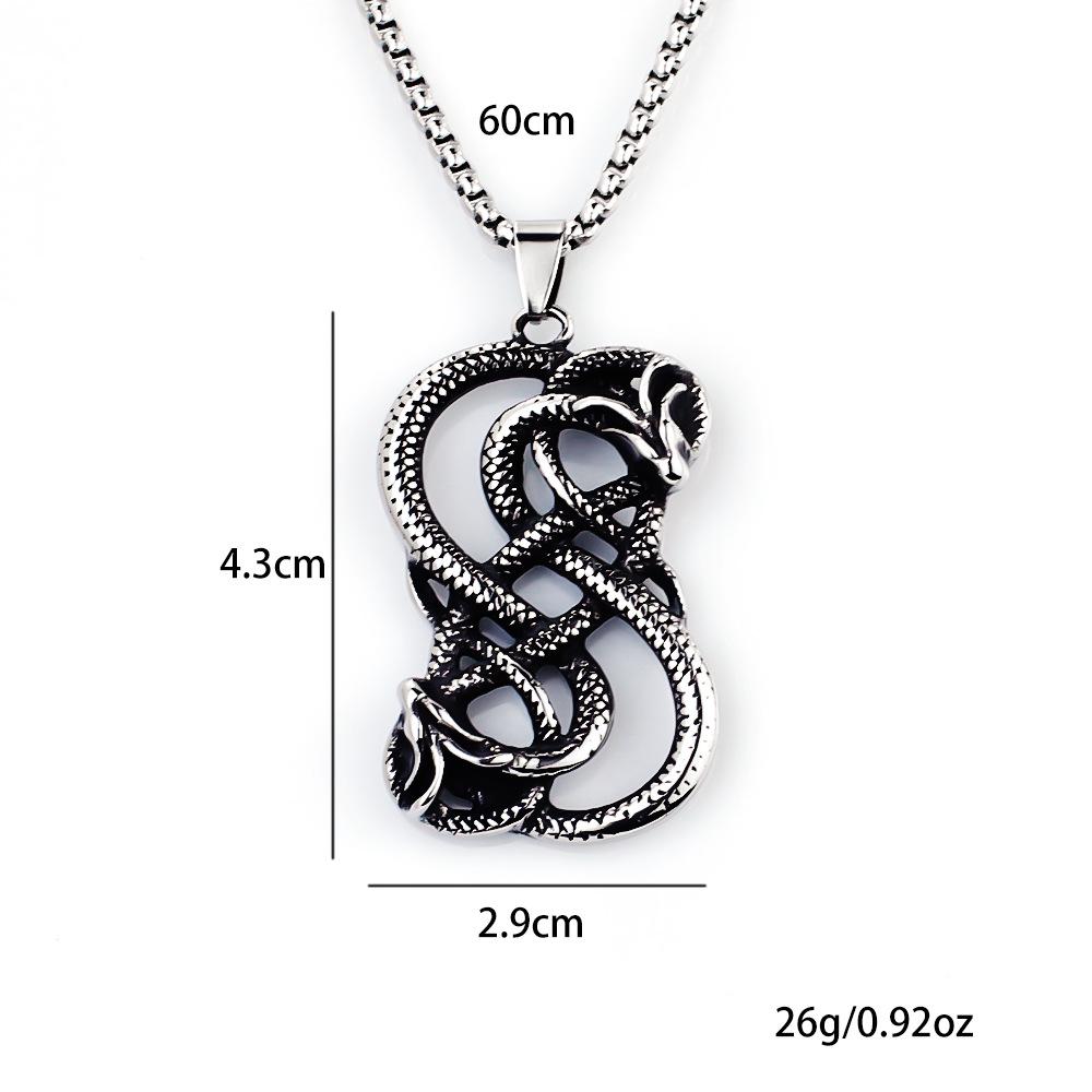 Necklace Nordic Viking Double Dragon Surround Men's Pendant
