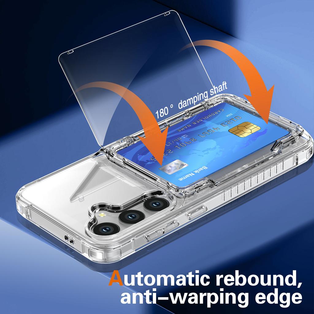 For Samsung Galaxy S25 Clear Case PC+TPU Phone Cover Card Holder Kickstand