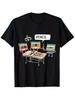 Funny Cassette Tape and Pencil T-Shirt Men's 80s 90s Nostalgia Retro Music Tops Oversized Hip Hop Streetwear Cotton Tee Clothing