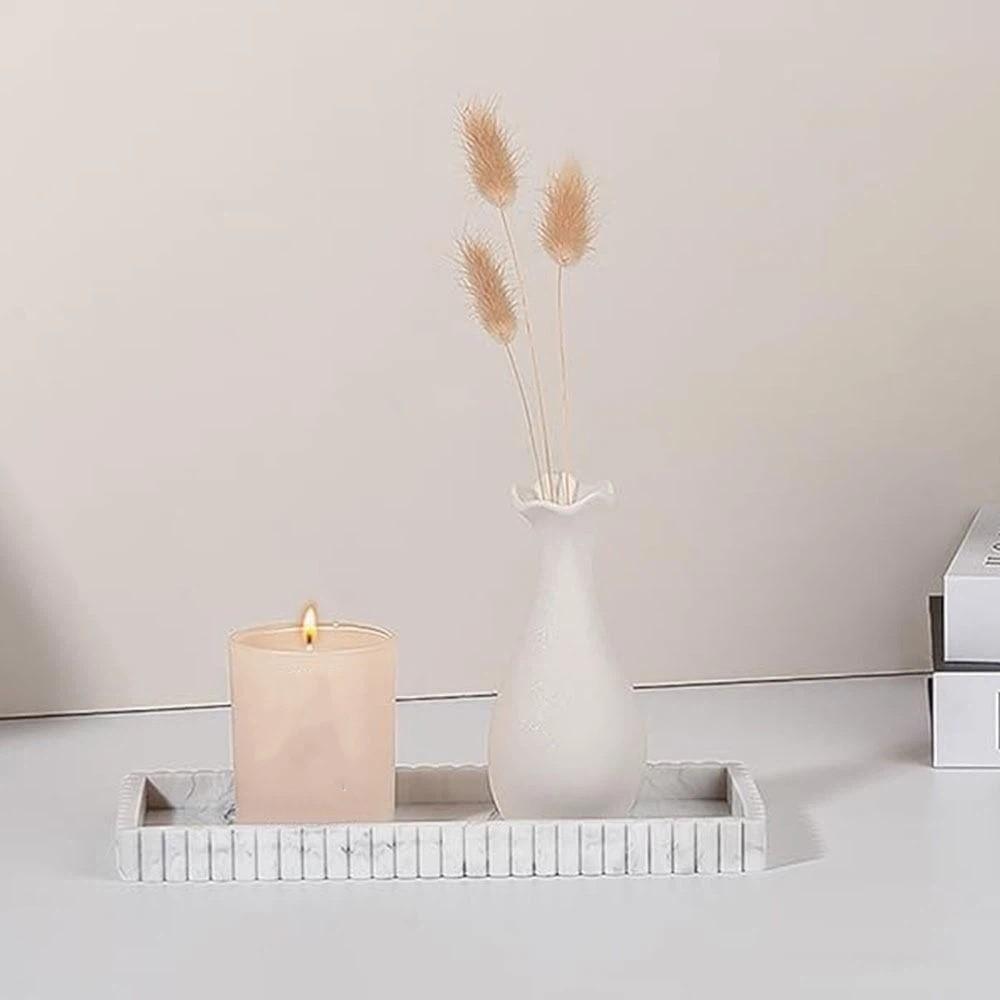 Serving Tray Silicone Candle Holder Tray Wavy Square Table DecorationTrays Multi-purpose Washable Trinket Holder Coffee Table